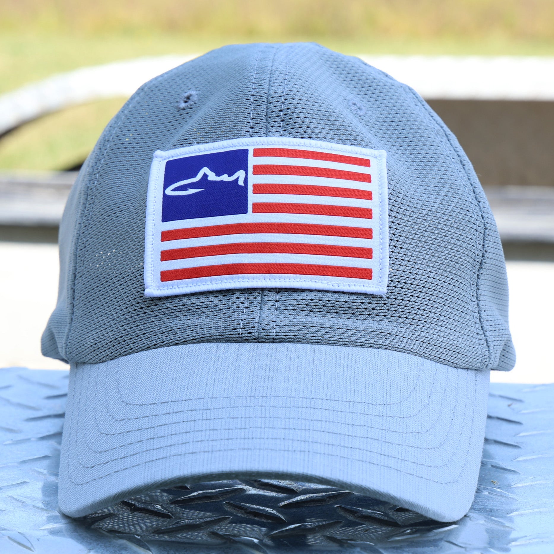 Mesh Performance Fishing Hat American Flag Made in USA Cleveland Fishing Co