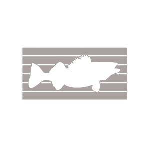 A grey rectangle with a walleye in the center surrounded by Cleveland Fishing Co.